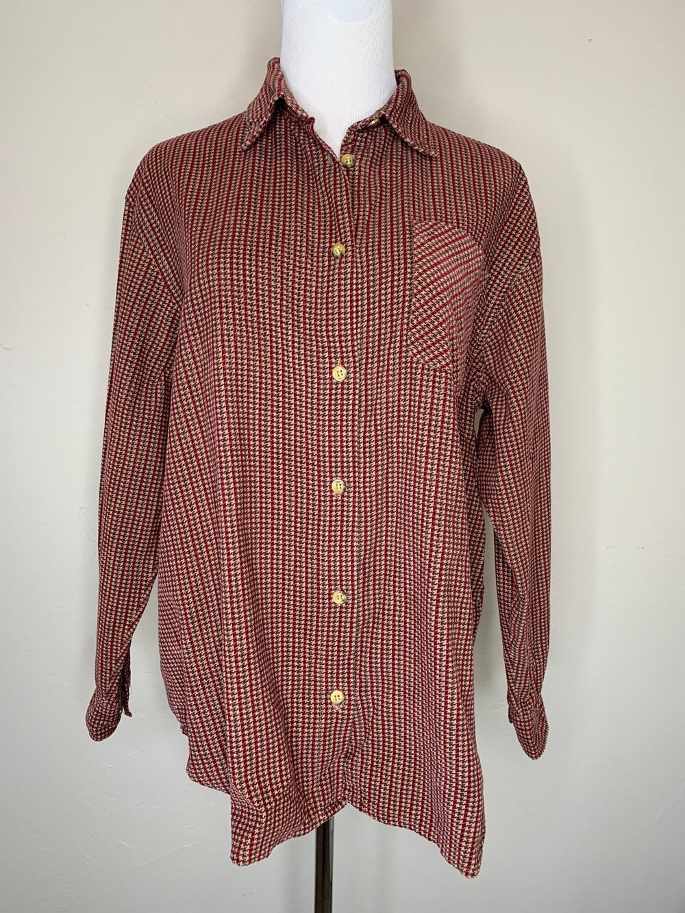 Capacity Herringbone Burgundy Brown Corduroy Shirt Sz ? Medium